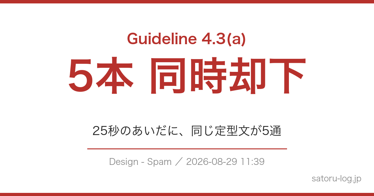 Guideline 4.3(a) で5本同時却下
