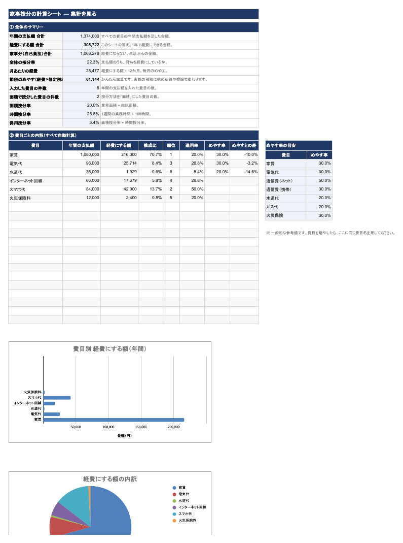 家事按分の計算シートの画面2